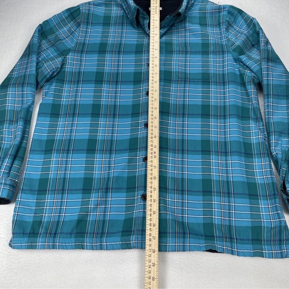 LL Bean Shacket Womens Large Blue White Plaid Fleece Lined Button Up Barn Chore - Picture 9 of 11